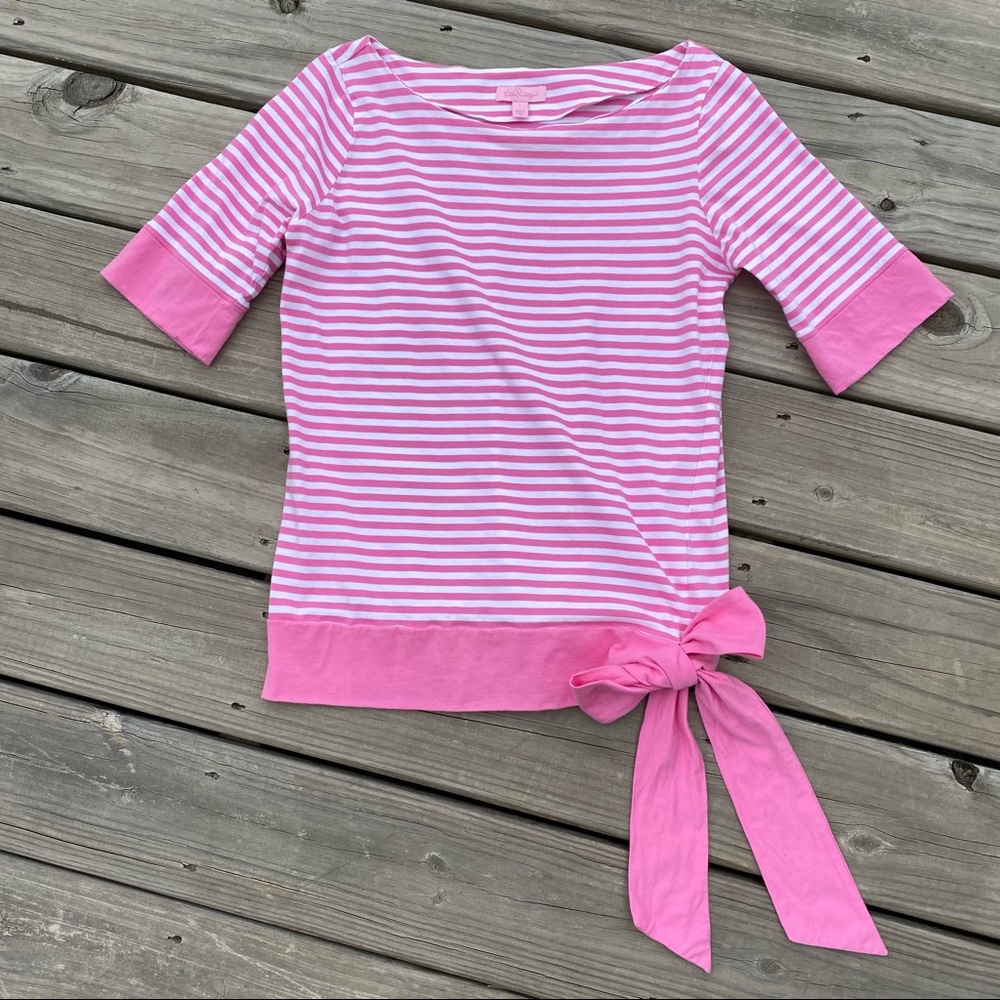 Lilly Pulitzer striped boatneck top, tie at waist
